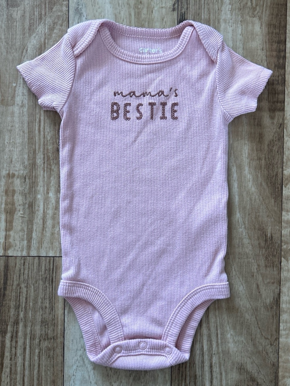 Carter's Light Pink Ribbed "Mama's Bestie" One-Piece Bodysuit 3-6 months